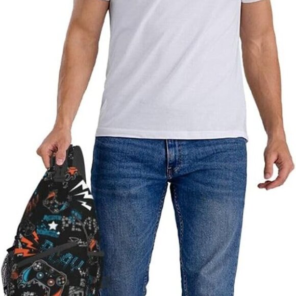 Men's Polyester Sling Backpack Lightweight Travel Crossbody Daypack - Picture 8 of 8